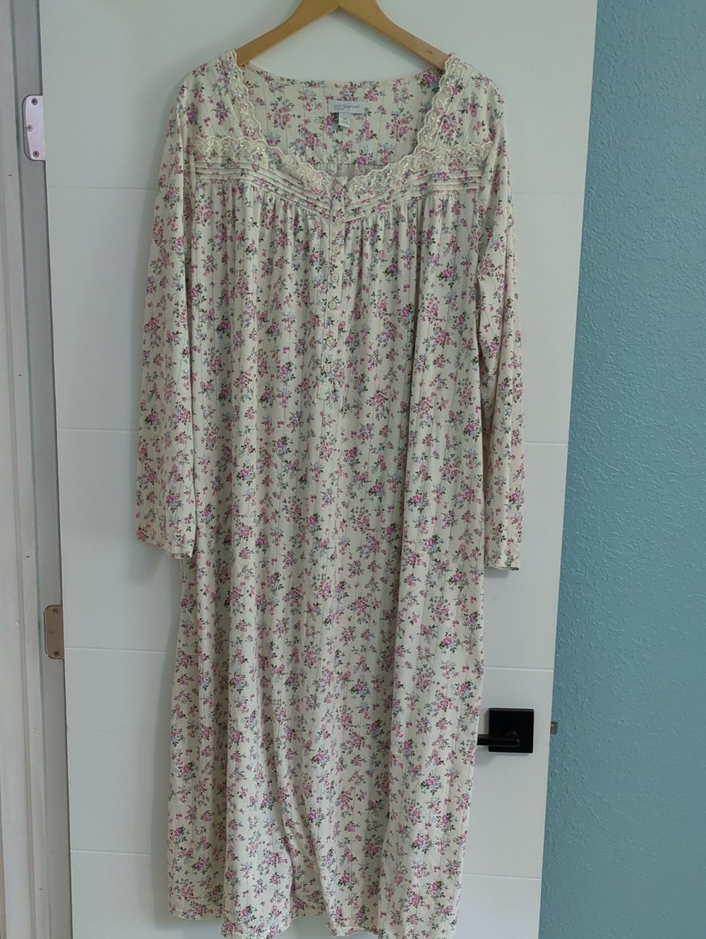 Cottage Core Prairie Floral Cream Nightgown Dress Pink Blossom Print Sz 3X